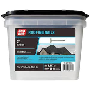 #11 x 2 in. Electrogalvanized Smooth Shank Roofing Nails 30 lb. Box