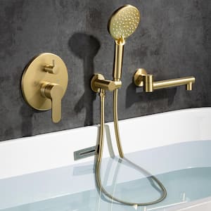 Single Handle 3 -Spray Shower Faucet 2.5 GPM with Pressure Balance Anti Scald in Brushed Gold