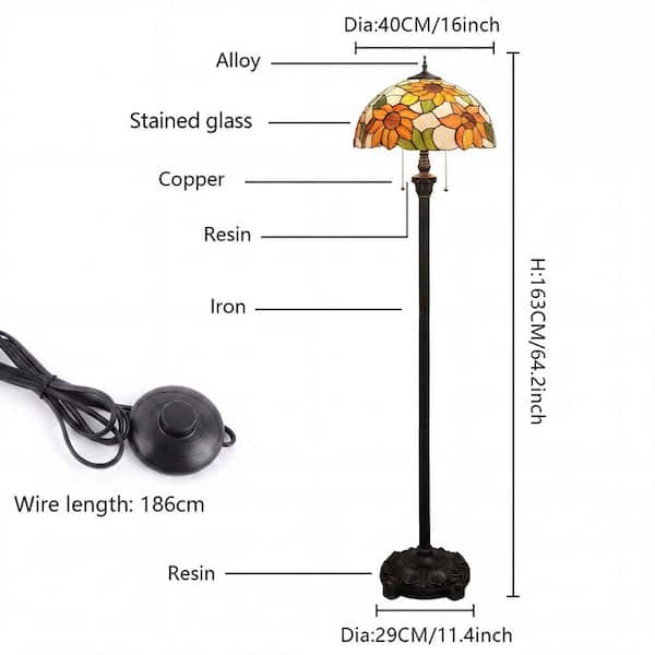 Lasaideal 64 in. Tiffany Style Bronze Finish 2-Light Standard