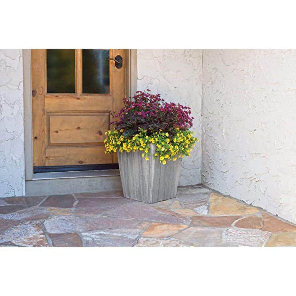 Suncast 18" Dove Gray Resin Square Planter