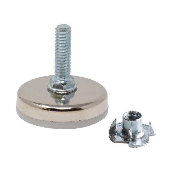 (100-Pack) Titan Nickel-White Hex Base 5/16-18 Thread x 1 in. L Stem Furniture Replacement Leveler with Insert Pro Pack