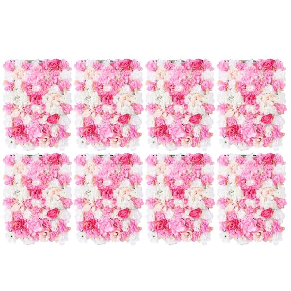 YIYIBYUS 8-Piece Silk Artificial Rose Flower Wall Panels DIY Background  Decoration for Garden Wedding Decor OT-ZJGJ-4046 - The Home Depot