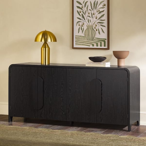 Walker Edison Furniture Company Modern Black MDF 64 in