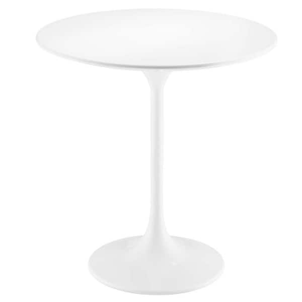 MODWAY Lippa 20 in. Wood Round Side Table in White White