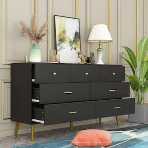 7-Drawer Black Chest of Drawers, 31.5 in. H, 55.9 in. W, 15.7 in. D