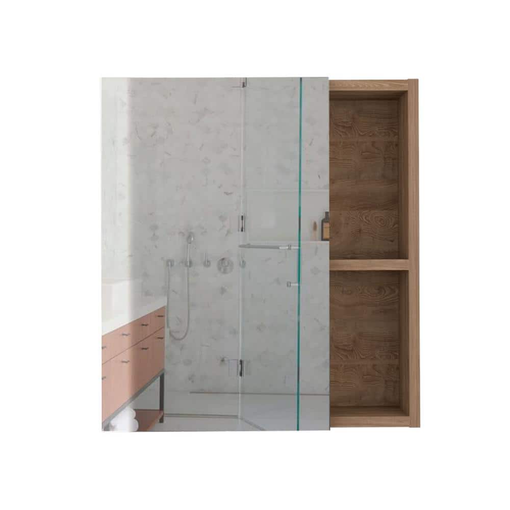 17.7 in. W x 5.4 in. D x 19.5 in. H rectangular Single Door Medicine Cabinet with Mirror, Five Shelves, Beige price history on PriceWatchPro