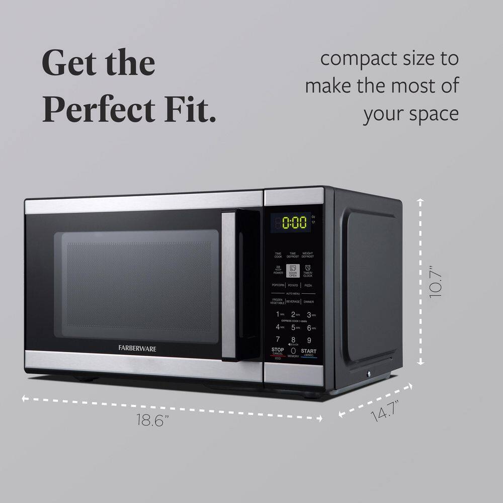 Black Stainless Steel Small Countertop Microwave Oven