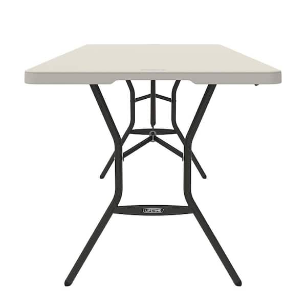 Lifetime 72 in. L Rectangle Almond Resin Top Fold-in-Half Table
