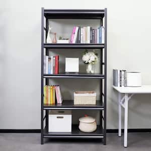 31.5 in W x 15.8 in D x 63 in H 2000 lb. Freestanding Adjustable Heavy Duty Kitchen Metal Shelving in Black with 2 Rails