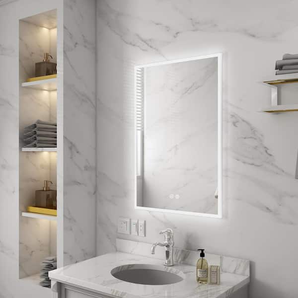 WELLFOR Bathroom Medicine Cabinet 23-in x 30-in Surface/Recessed Mount Aluminum Mirrored Soft Close Medicine Cabinet in Medium | KAFMCA3S23-30