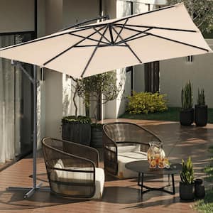 8.2 ft. x 8.2 ft. Square Outdoor Offset Cantilever Patio Umbrella for Villa Gardens, Lawns and Yard in Sand