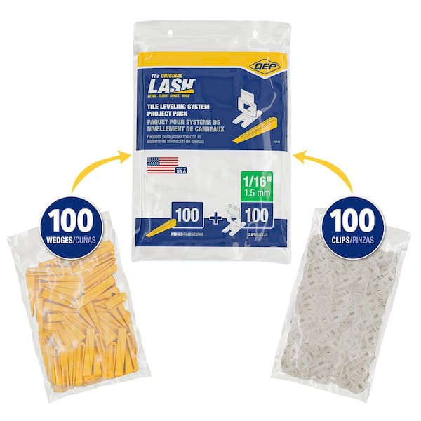 LASH Tile Leveling System Project Pack - 100 1/16 in. Leveling Clips and 100 Wedges (200-Piece)