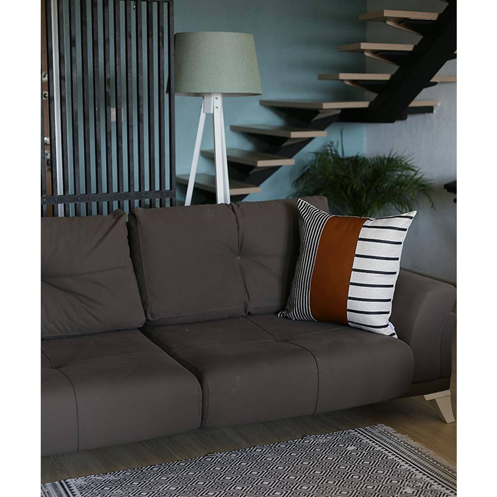 Bohemian Brown and Black Geometric Faux Leather Pillow Covers Set