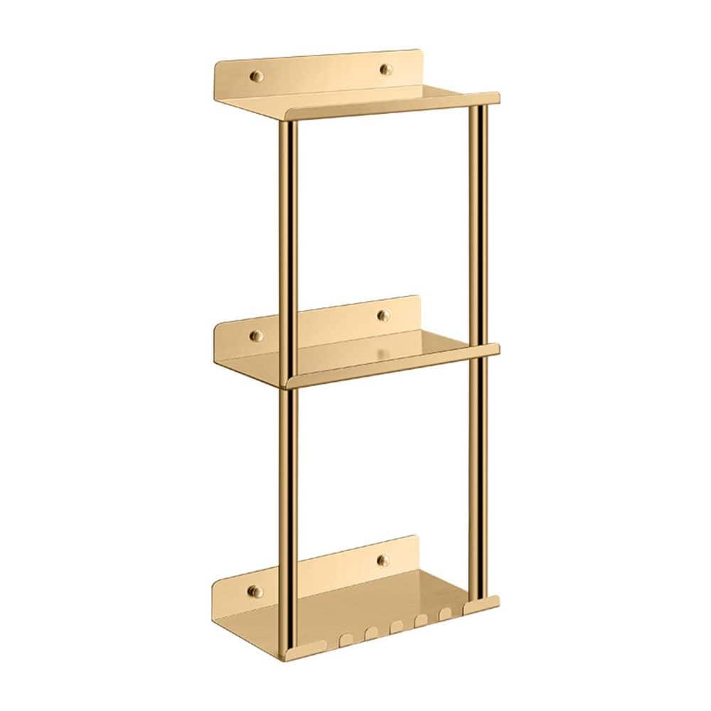 Series 6.11 in. W x 11.22 in. H x 2.17 in. D Steel Square Shape Three-Tier Wall Mounted Bathroom Shelf in Gold price history on PriceWatchPro