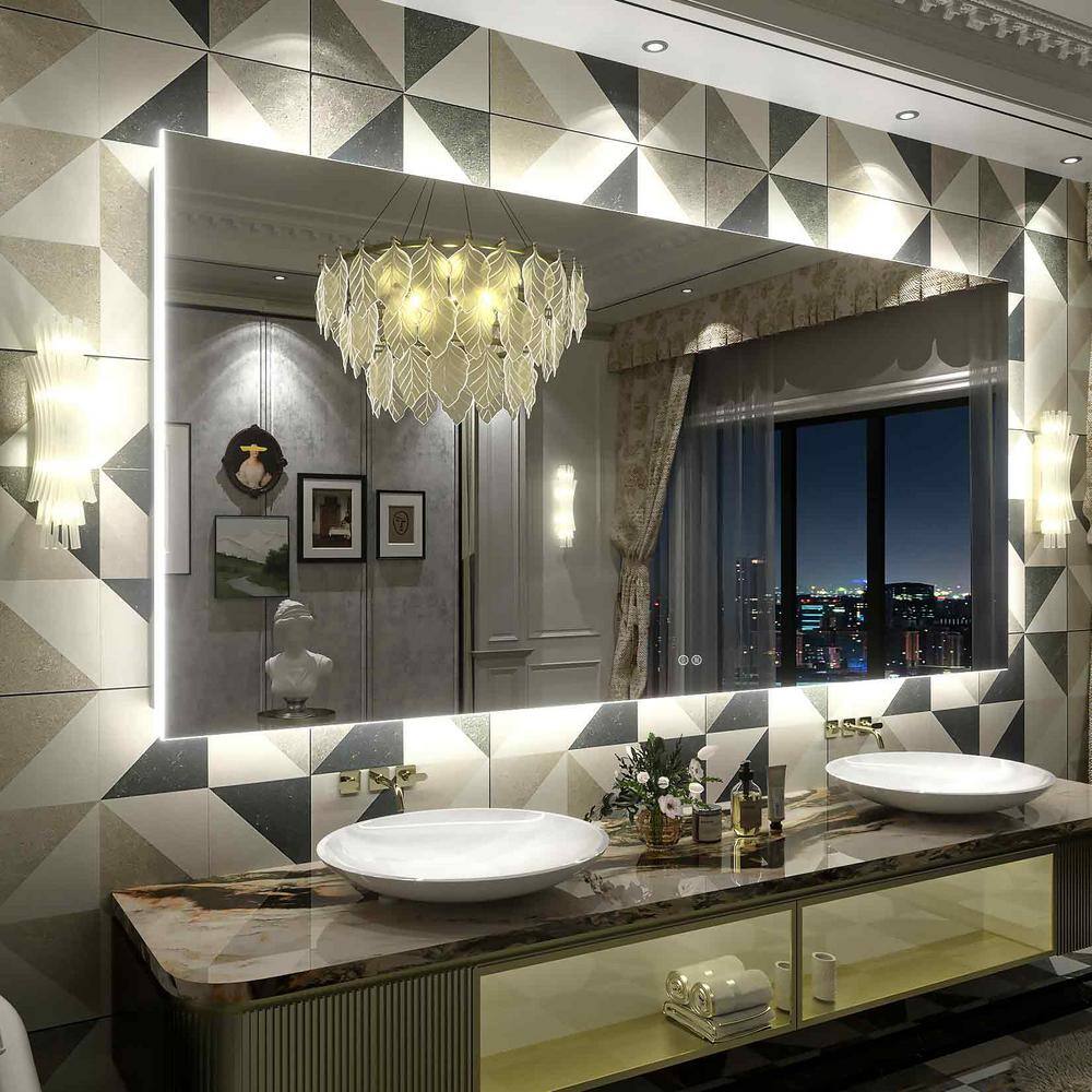 84 in. W x 40 in. H Rectangular Frameless Super Bright Backlited LED Anti-Fog Tempered Glass Wall Bathroom Vanity Mirror price history on PriceWatchPro