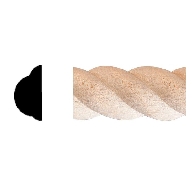 HOUSE OF FARA 717 21/64 in. D x 22/32 in. W x 48 in. L Unfinished Hard Wood Detail Rope Drip Cap Moulding