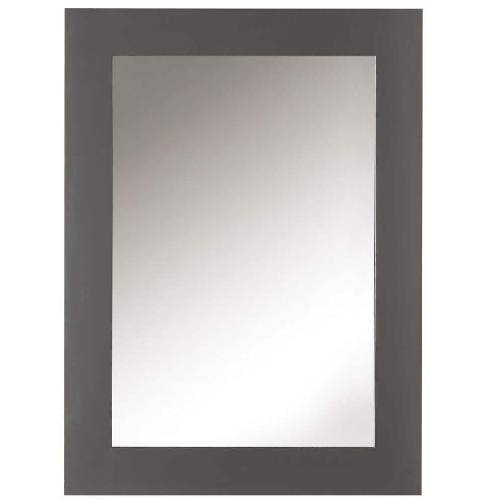 Dark Charcoal Rectangular Wood Bathroom Vanity Mirror