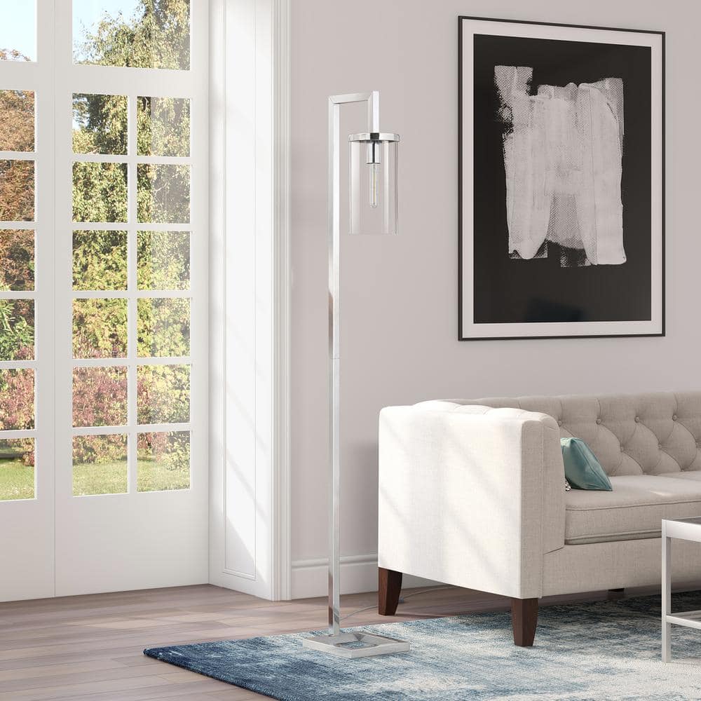 Arcadian Elegance 67" Silver Arc Floor Lamp with Clear Glass Shade