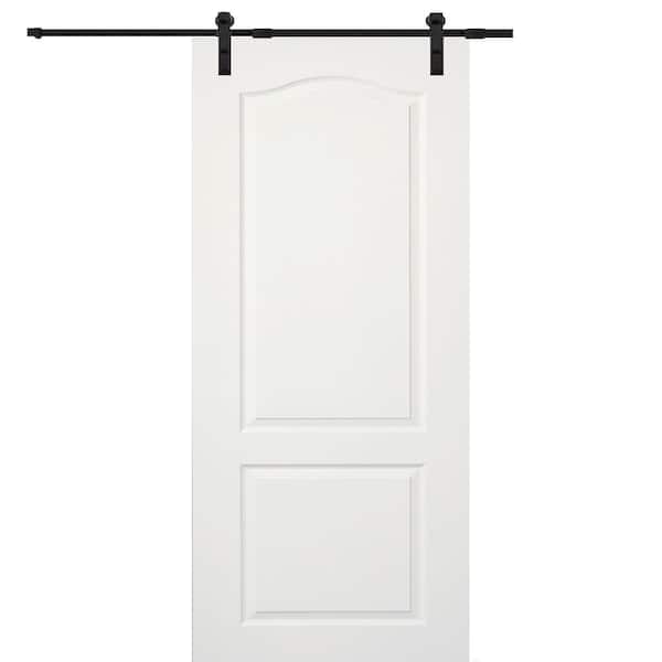 MMI Door 36 in. x 80 in. Primed Composite Princeton Smooth Surface Solid Core Sliding Barn Door with Hardware Kit