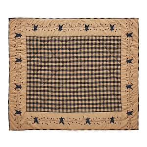 Pip Vinestar Natural Burgundy Country Black Primitive Check Quilted 50 x 60 Cotton Throw Blanket