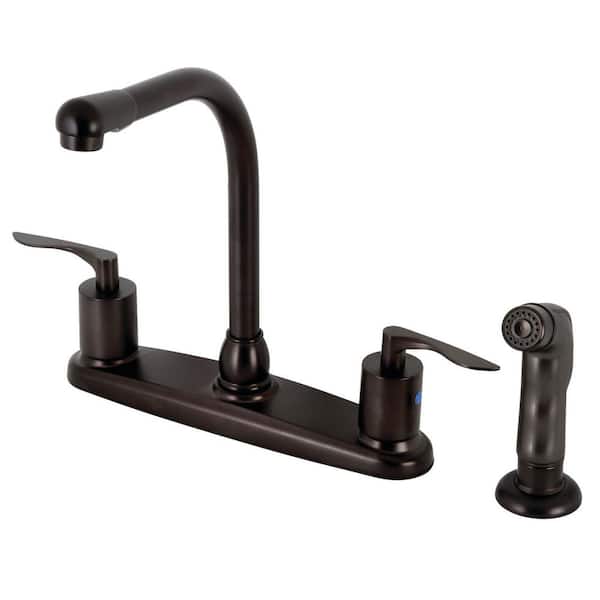 Kingston Brass Serena 2-Handle Deck Mount Centerset Kitchen Faucets with Side Sprayer in Oil Rubbed Bronze