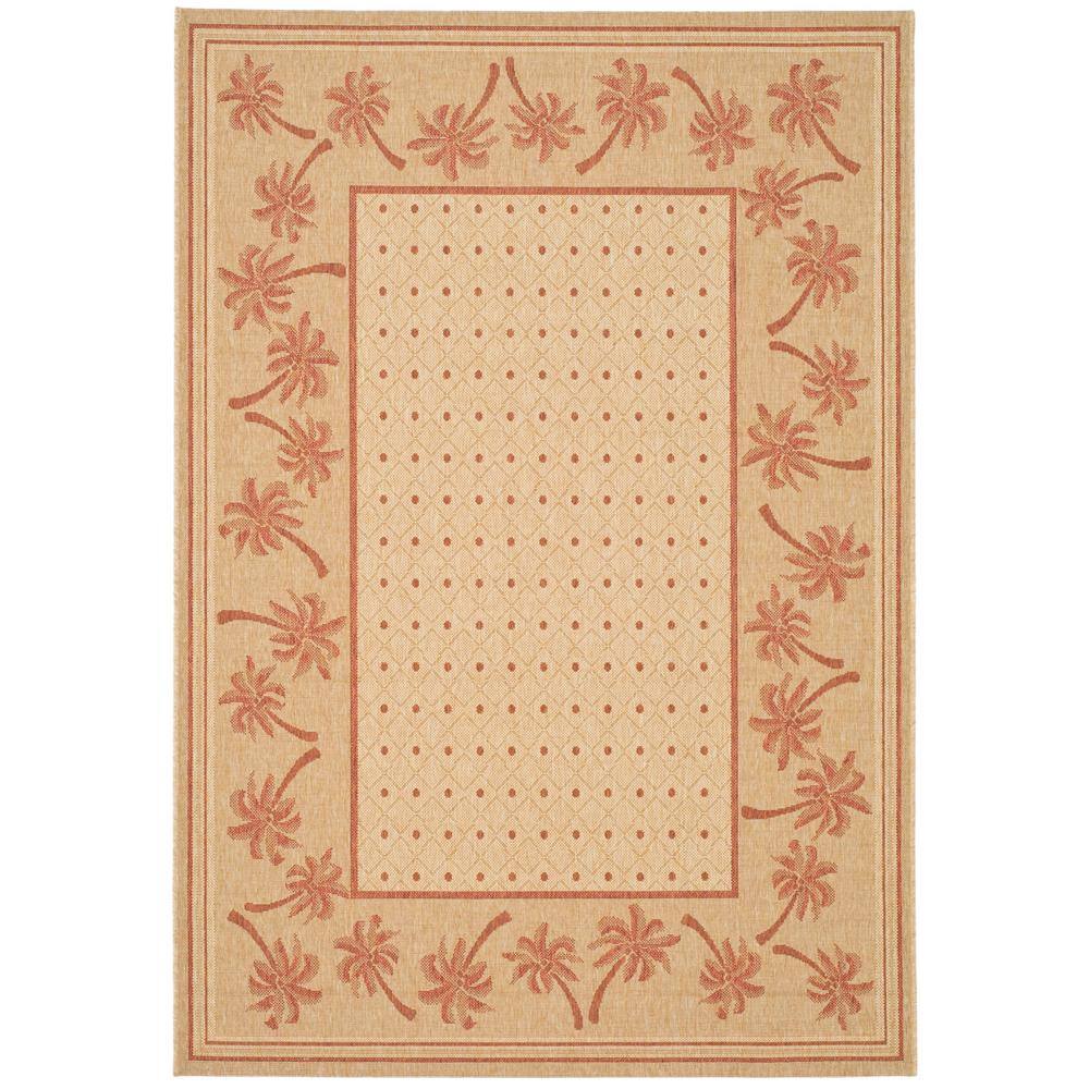 Ivory and Rust Floral Rectangular Synthetic Area Rug