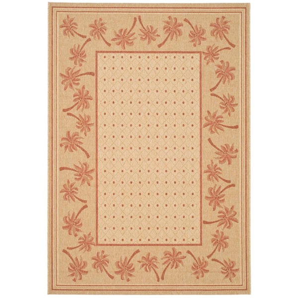 SAFAVIEH Courtyard Ivory/Rust 8 ft. x 11 ft. Floral Indoor/Outdoor Patio  Area Rug