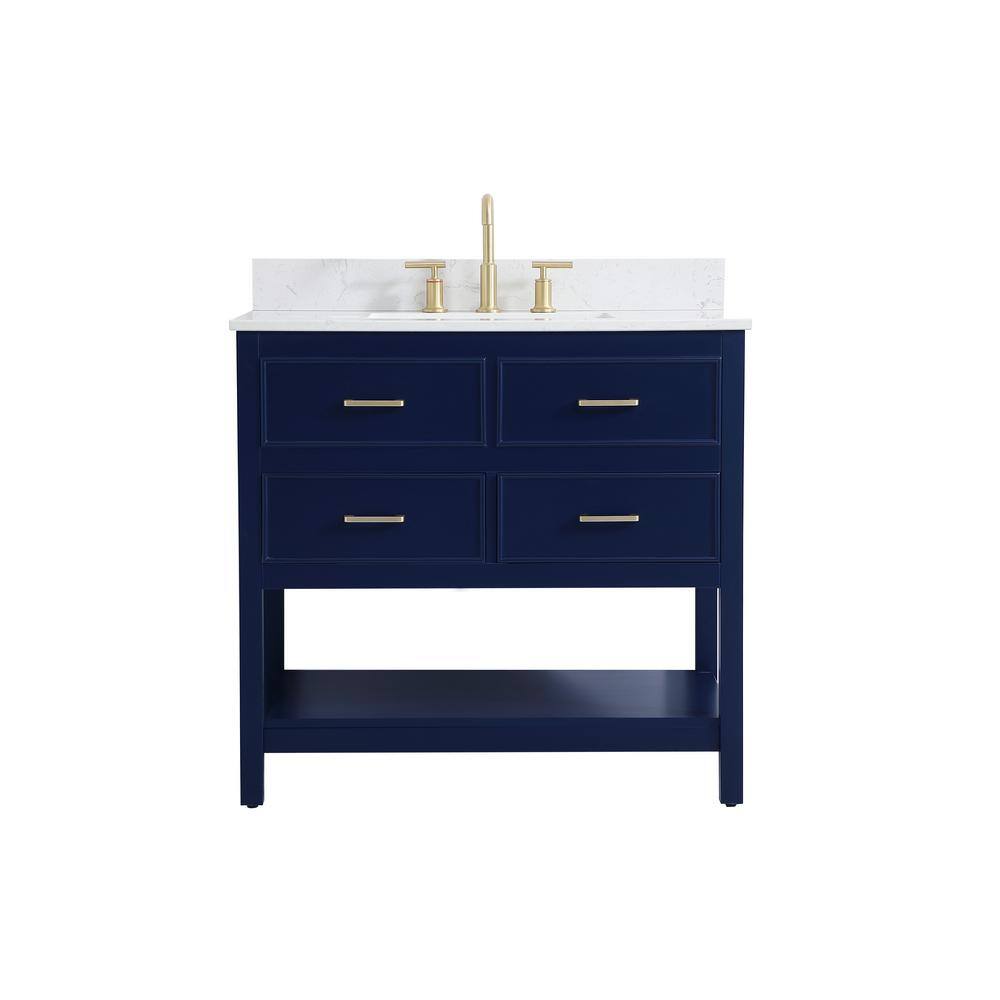 Simply Living 36 in. W x 22 in. D x 34 in. H Bath Vanity in Blue with Calac