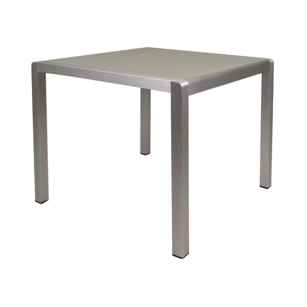 COOLSHARK Outdoor All Weather Square Anodized Aluminum Patio Dining Table W/Tempered Glass Table Top for Lawn, Garden, Silver
