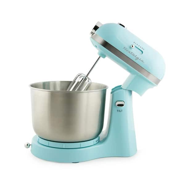 Nostalgia 3.5 Qt. 6-Speed Aqua Stand Mixer with Beaters and Dough Hooks