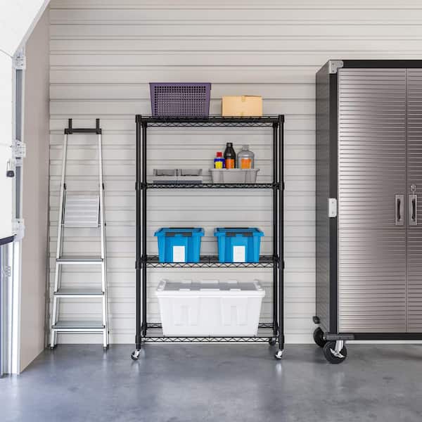 Seville Classics 4-Tier Steel Wire Shelving System in Black (36 in 