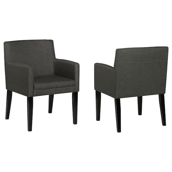 Coaster Catherine Charcoal Gray and Black Fabric Dining Arm Chair Set of 2