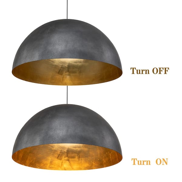 HUOKU PCover 15 in.Dia Medium Lighting 1-Light Black