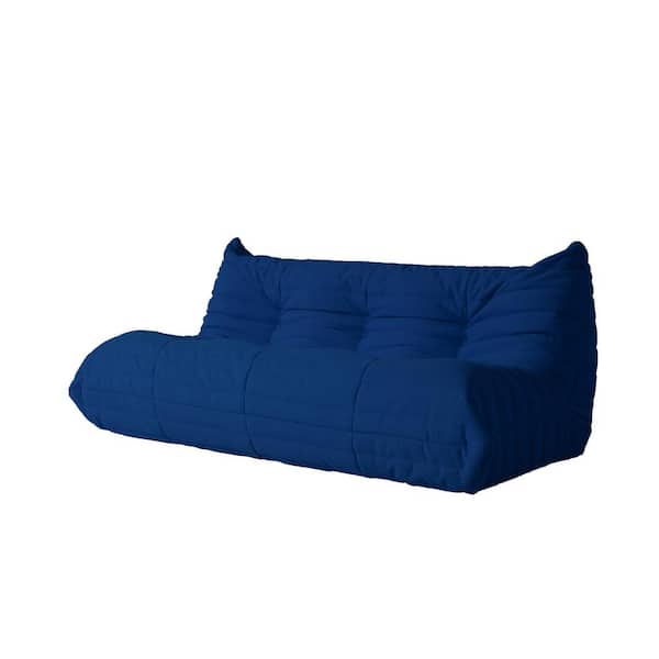 J&E Home 68.92 in. W Armless Teddy Velvet 3 Seater Modular Lazy Floor Sofa in. Blue