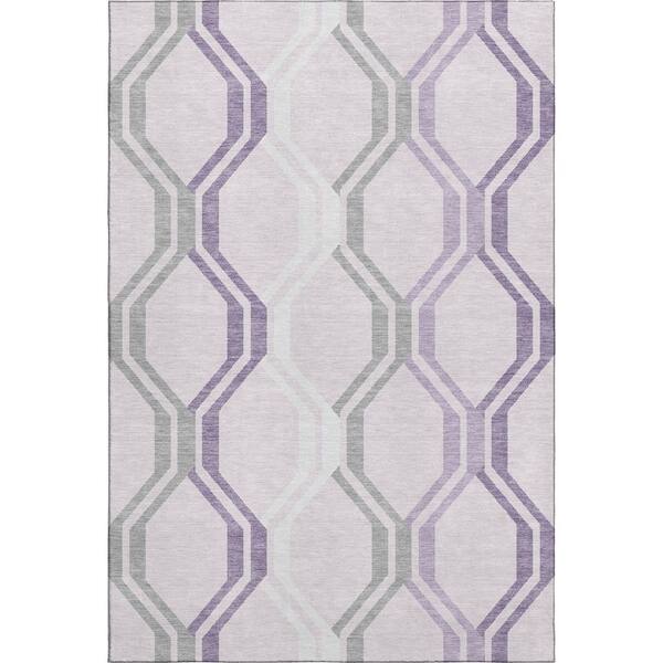 Mayfield Premium Machine Washable Abstract AMF2326 Lavender 3 ft. x 5 ft. Area Rug