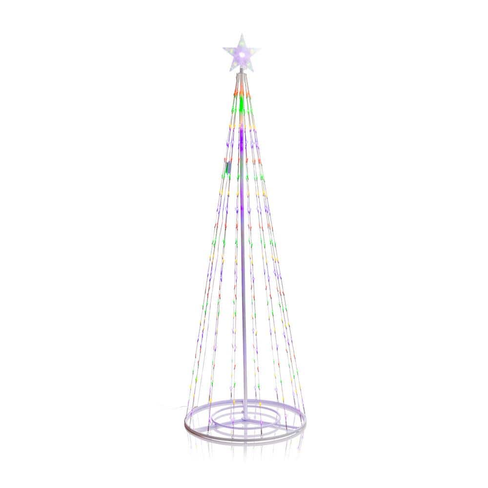 86" Multi-Color LED Outdoor Plastic Christmas Tree with Star Topper
