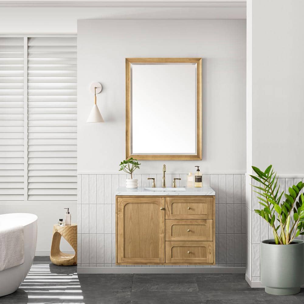 Laurent 36" Light Oak Single Vanity with Quartz Top