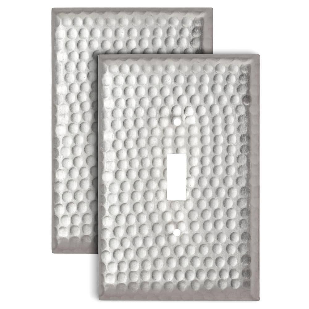 Brushed Nickel Hand Hammered 1-Gang Metal Toggle Wall Plate