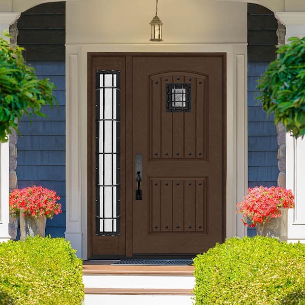 Regency 51 in. x 80 in. 2Panel Plank Cavalier Speakeasy RHIS Hickory Fiberglass Prehung Front Door w/Cavalier 12in.SL