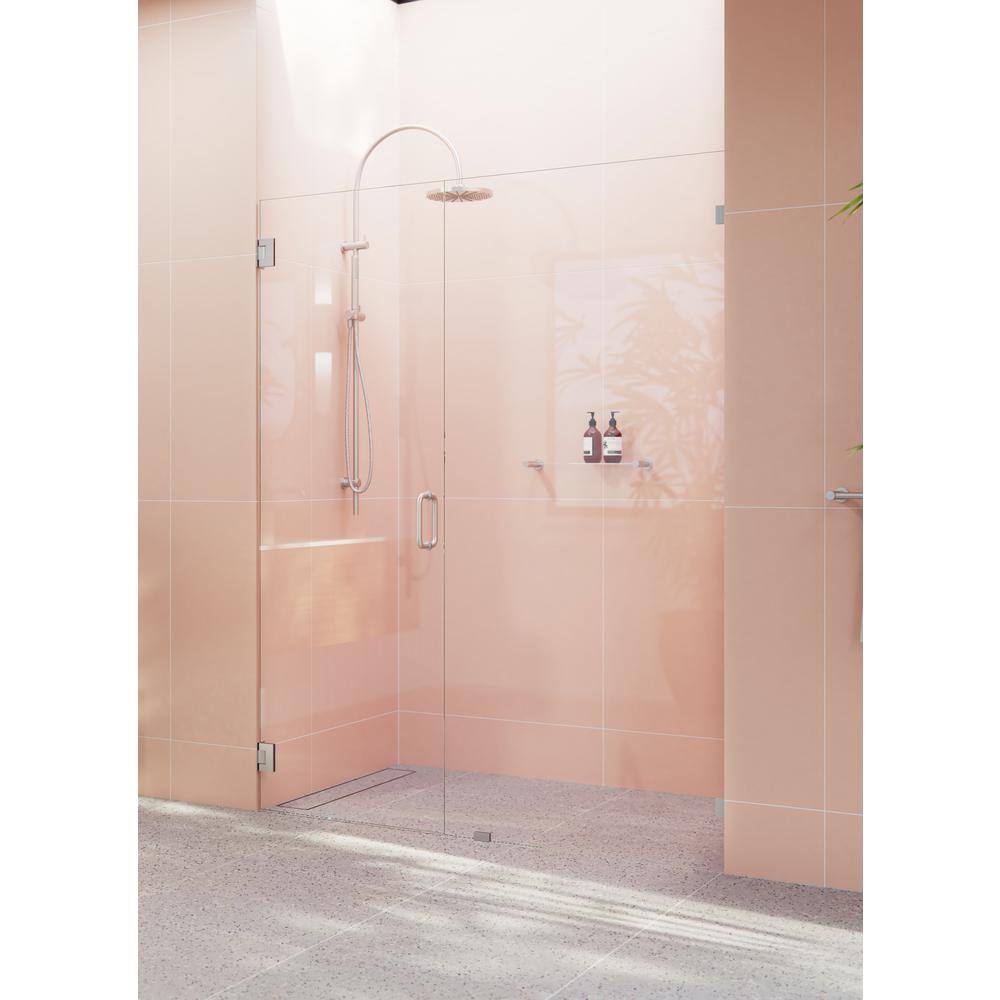 Illume 55.75 in. x 78 in. Frameless Clear Glass Shower Door with Brushed Nickel Hardware
