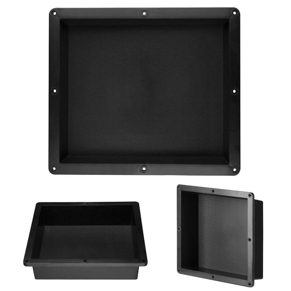 Black Plastic Recessed Shower Niche with Single Shelf