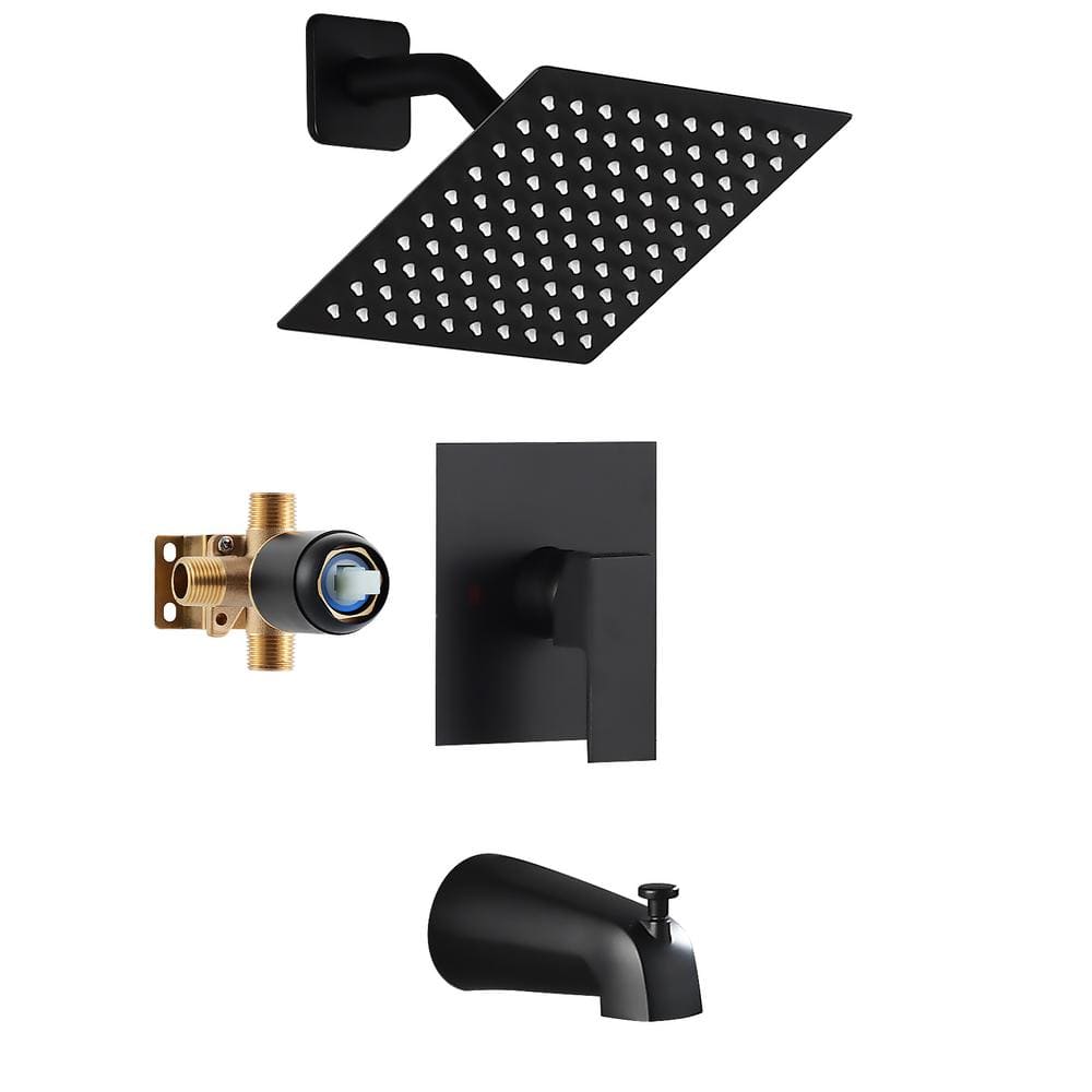 Single Handle 2-Spray Tub and Shower Faucet 1.8 GPM in. Matte Black (Valve 