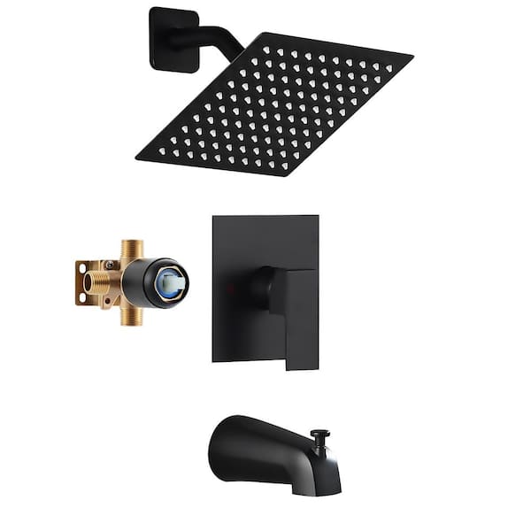 AKLFGN Single Handle 2-Spray Tub and Shower Faucet 1.8 GPM in. Matte Black (Valve Included)