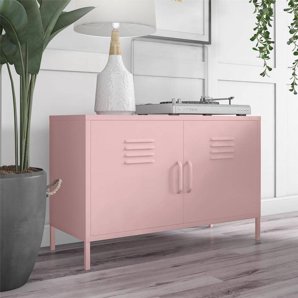 Bashful Pink Metal Locker Accent Cabinet with Adjustable Shelving