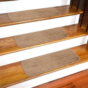 Softy Collection Washable Non-Slip Rubberback Solid 9 in. x 26 in. Indoor Stair Treads, Set of 7, Camel