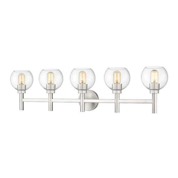 Unbranded Sutton 39.5 in. 5-Light Brushed Nickel Vanity Light with Glass Shade