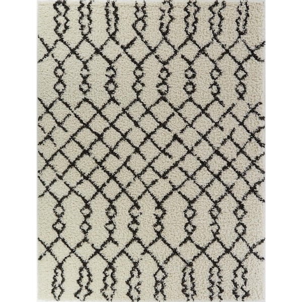 BALTA Nathaniel Cream 8 ft. x 10 ft. Trellis Shag Area Rug