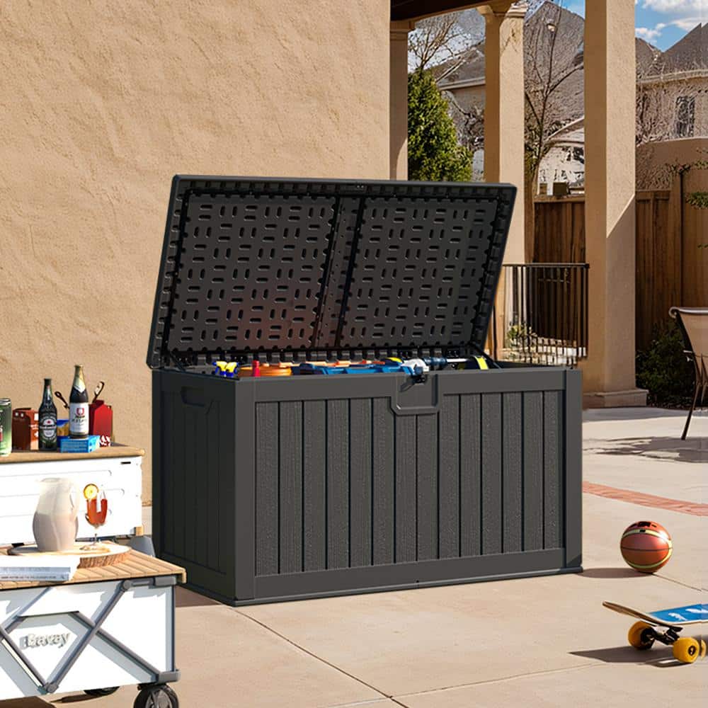 Patiowell Black 230 Gallon Lockable Resin Deck Box