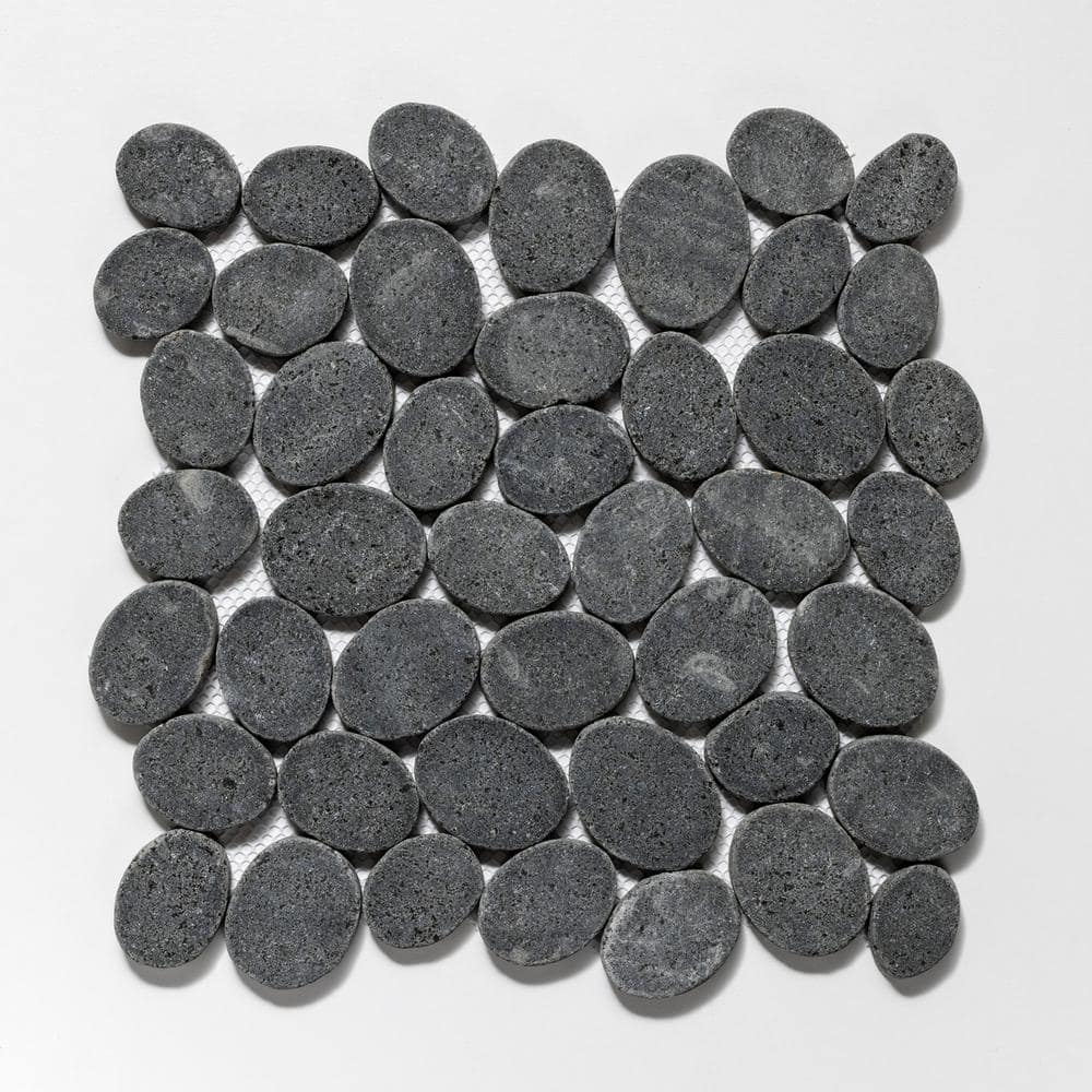 Black Tumbled Marble Pebble Mosaic Tile for Floors and Walls