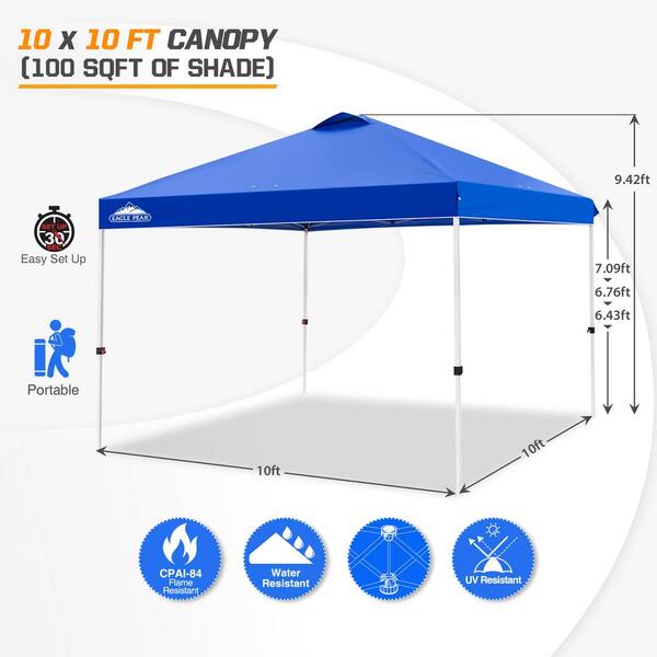 EAGLE PEAK 5 ft. x 5 ft. Blue Pop Up Canopy with 1 Removable Sunwall  E25SW1-BLU-AZ - The Home Depot